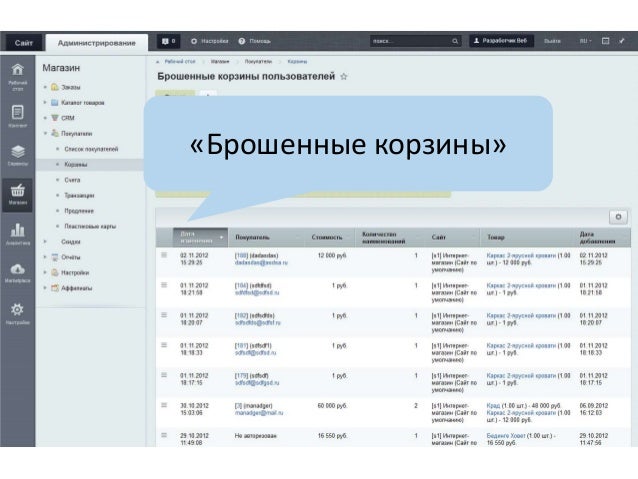 1с битрикс брошенные корзины автоматизация процесса продаж 1с